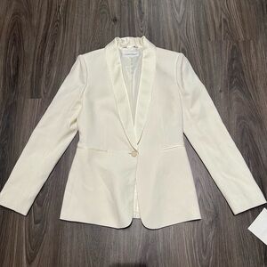 Calvin Klein Ivory Blazer with Satin Lapel